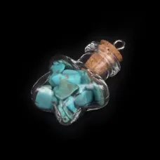 Кулон-флакон 2,4 см с натуральным камнем Бирюза AMS005-B