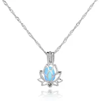 Светящийся кулон Лотос 2х1,5см, цвет свечения - голубой LGK036