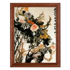 Постер в рамке 17х22см Zhao Zhiqian - Пионы (фрагмент) POSV-0191