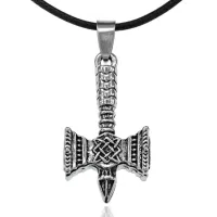 Амулет Молот Тора на шнурке, 4х2см, цвет серебряный AC078