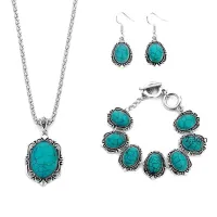 Набор бижутерии Бирюза (синт.) кулон, браслет, серьги NJ018