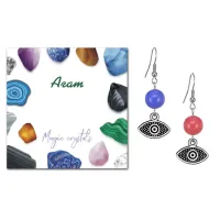 Серьги Глаз (от сглаза и порчи), Цветной агат SEB07-03-11