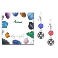 Серьги Монета (богатство), Цветной агат SEB07-03-13