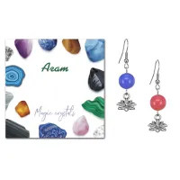 Серьги Лотос (гармония и развитие), Цветной агат SEB07-03-15