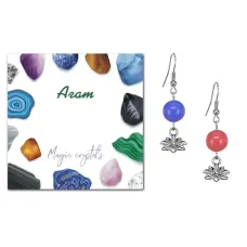 Серьги Лотос (гармония и развитие), Цветной агат SEB07-03-15