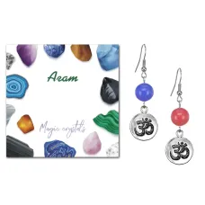 Серьги Ом (защита и духовное развитие), Цветной агат SEB07-03-18