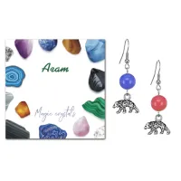 Серьги Медведь (защита, сила, победа), Цветной агат SEB07-03-19