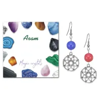 Серьги Ловец снов (защита от опасностей), Цветной агат SEB07-03-0023