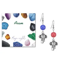 Серьги Слон (мудрость, сила, долголетие), Цветной агат SEB07-03-26