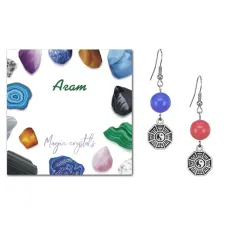 Серьги Багуа (защита от негативной энергии), Цветной агат SEB07-03-34