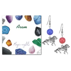 Серьги Лев (храбрость, власть, благосостояние), Цветной агат SEB07-03-2073