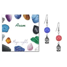 Серьги Будда (защита, духовное развитие), Цветной агат SEB07-03-2074