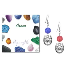 Серьги Подкова и клевер (счастье и удача), Цветной агат SEB07-03-P001