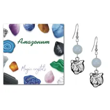 Серьги Тигр (защита, сила, победа), Амазонит SEB07-04-10