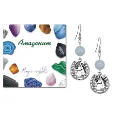 Серьги Подкова (счастье), Амазонит SEB07-04-31