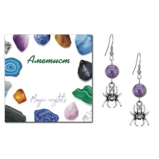 Серьги Паук (защита, трудолюбие, достаток), Аметист SEB07-05-14