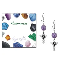 Серьги Кадуцей (здоровье, бизнес, гармония), Аметист SEB07-05-33