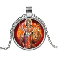 Кулон с цепочкой Дурга, цвет серебр. ALK609