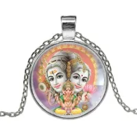 Кулон с цепочкой Шива, Парвати, Ганеша, цвет серебр. ALK617