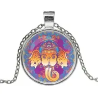 Кулон с цепочкой Ганеша, цвет серебр. ALK620