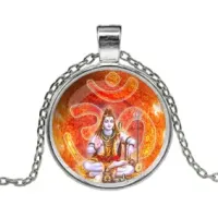 Кулон с цепочкой Шива, Ом, цвет серебр. ALK629