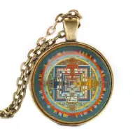 Кулон с цепочкой Калачакра мандала, цвет бронз. ALK033