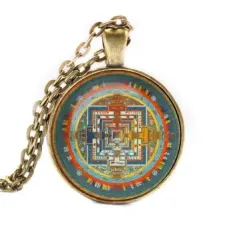 Кулон с цепочкой Калачакра мандала, цвет бронз. ALK033