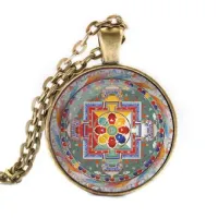 Кулон с цепочкой Хеваджра мандала, цвет бронз. ALK037