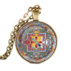 Кулон с цепочкой Хеваджра мандала, цвет бронз. ALK037