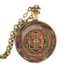 Кулон с цепочкой Авалокитешвара мандала, цвет бронз. ALK040