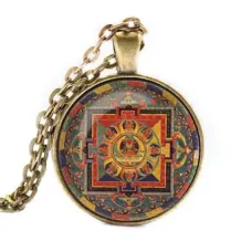 Кулон с цепочкой Амитаюс мандала, цвет бронз. ALK041