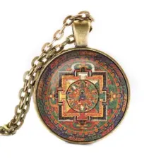 Кулон с цепочкой Акшобхья мандала, цвет бронз. ALK042