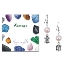 Серьги Черепаха (здоровье и долголетие), Жемчуг натуральный SEB07-07-16