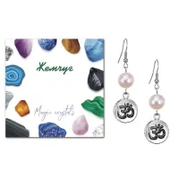 Серьги Ом (защита и духовное развитие), Жемчуг натуральный SEB07-07-18