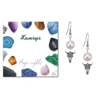 Серьги Череп быка (сила, мужество, защита), Жемчуг натуральный