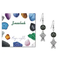 Серьги Золотая рыбка (исполнение желаний), Змеевик SEB07-09-27