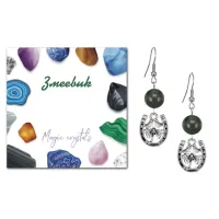 Серьги Подкова и клевер (счастье и удача), Змеевик SEB07-09-P001