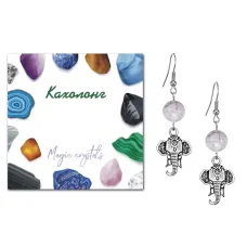 Серьги Слон (мудрость, сила, долголетие), Кахолонг SEB07-10-26