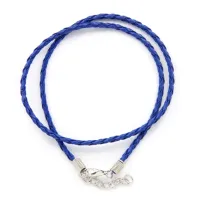 Кожаный плетёный шнурок с застёжкой, цвет синий SH003DB