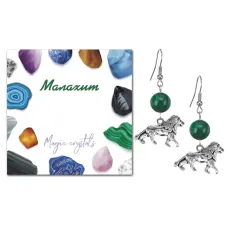 Серьги Лев (храбрость, власть, благосостояние), Малахит SEB07-15-2073