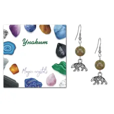 Серьги Медведь (защита, сила, победа), Унакит SEB07-21-19