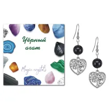 Серьги Дерево любви (любовь, семья), Черный агат SEB07-22-06