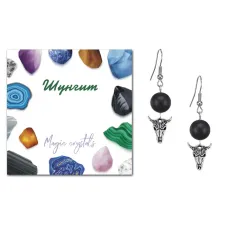 Серьги Череп быка (сила, мужество, защита), Шунгит SEB07-23-2076