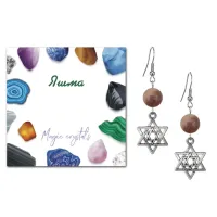 Серьги Звезда Давида (от сглаза и зла), Яшма коричневая SEB07-24-02