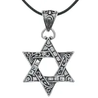 Кулон-амулет со шнурком Звезда Давида 5,5х4см AC031