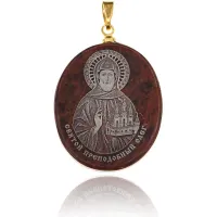 Именная иконка из обсидиана 27x22мм Олег IK003-093