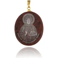 Именная иконка из обсидиана 27x22мм Олег IK003-093