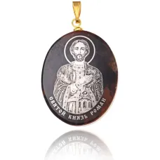 Именная иконка из обсидиана 27x22мм Роман IK003-100