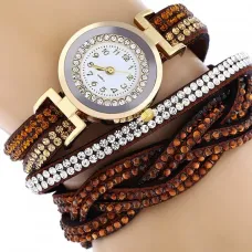 Часы - браслет со стразами, цвет коричневый WA058-BR