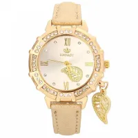 Часы наручные Лист с бежевым ремешком WA067